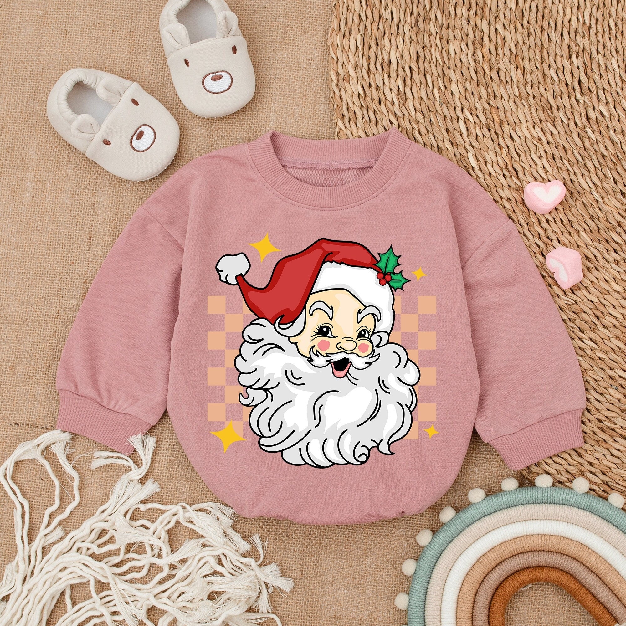 Retro Santa Baby Romper - My First Christmas Outfit