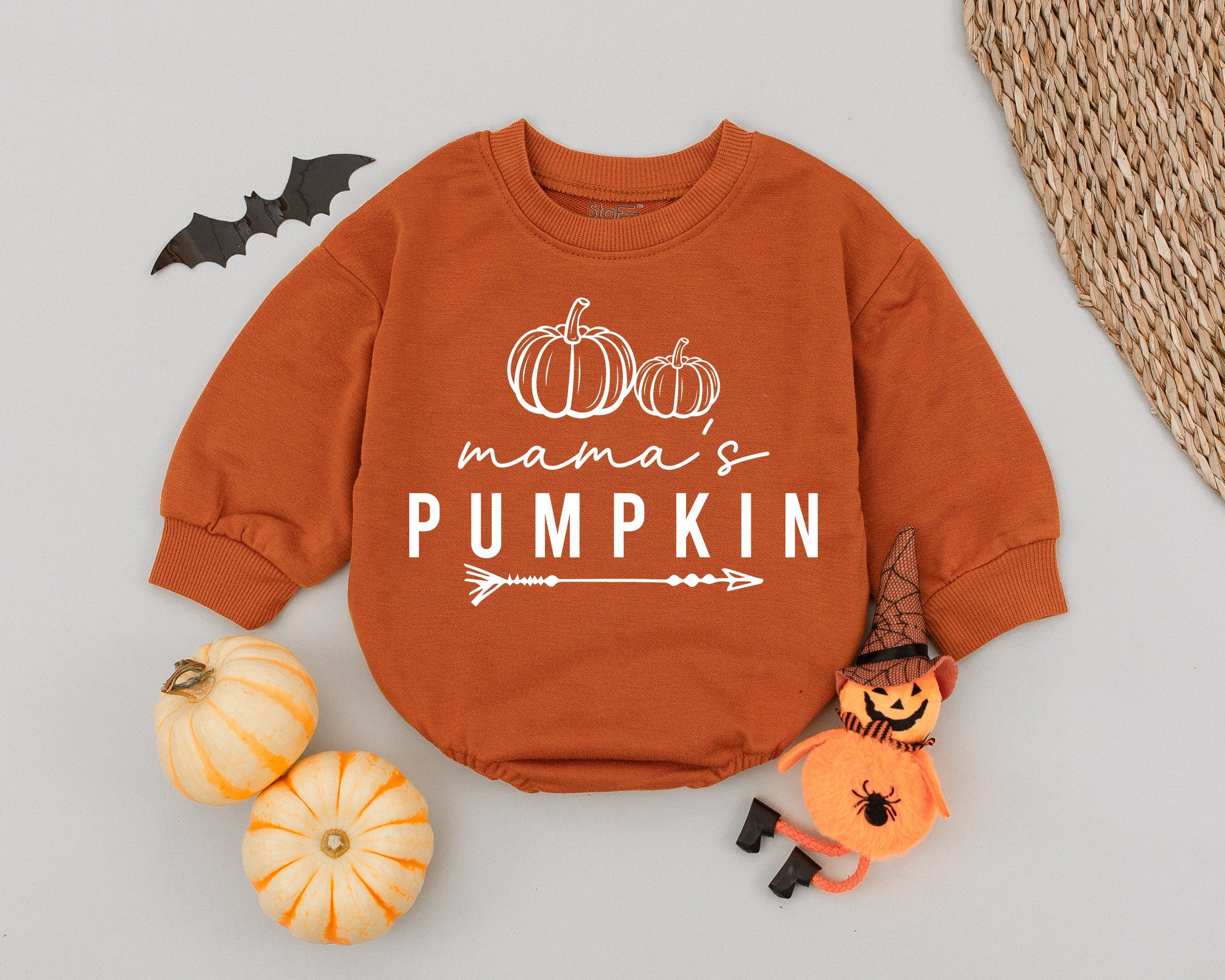 Mama's Pumpkin Baby Romper Hand-Drawn Pumpkins First Halloween Outfit Boys Girls Soft Cotton Festive Costume Cute Clothes