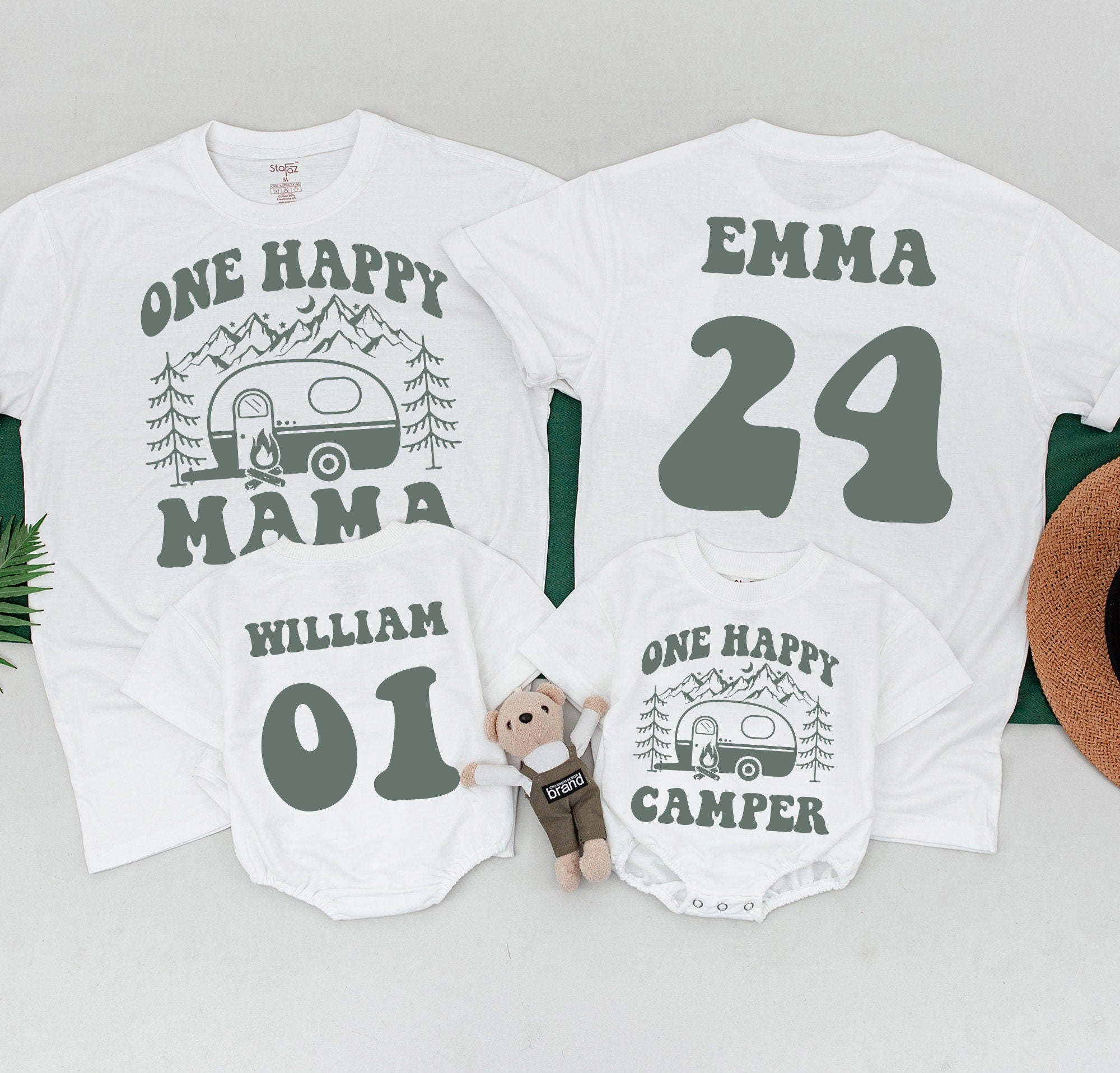 One Happy Camper Family Tees with Custom Name Option