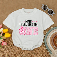 Groovy Cowgirl First Birthday Romper with Pink Cowboy Hat