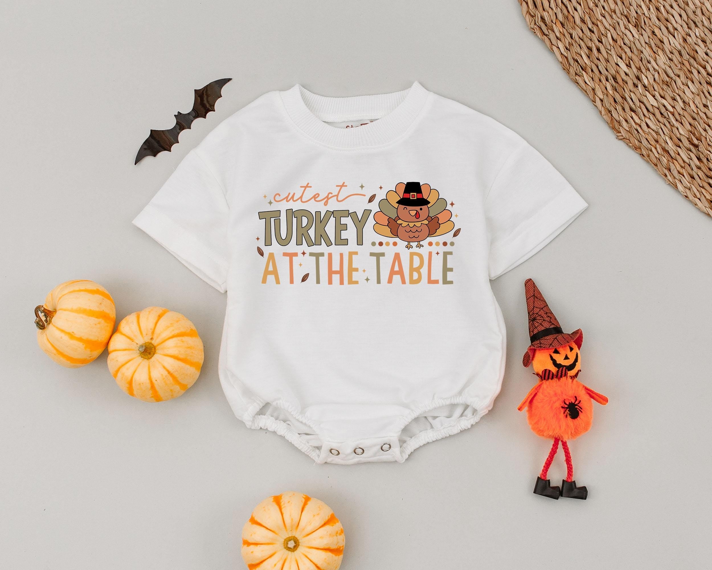 Cutest Turkey At The Table Thanksgiving Baby Romper