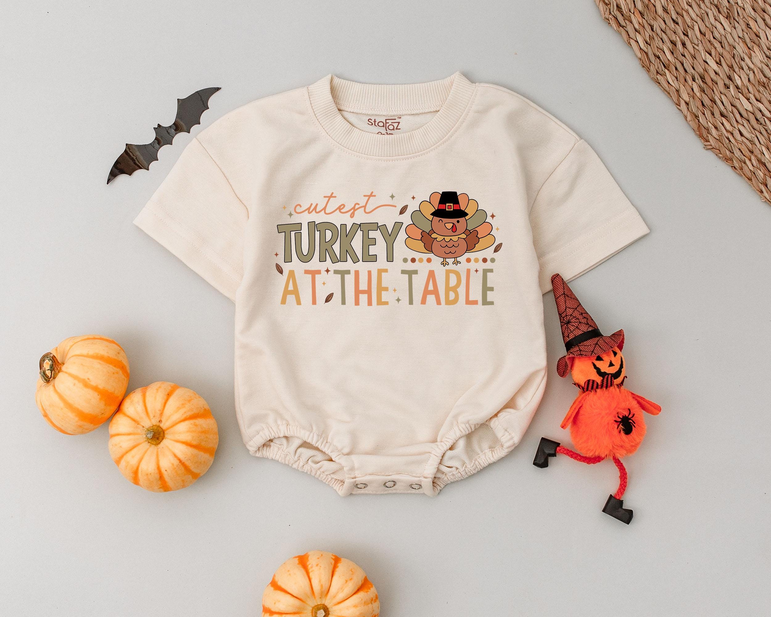 Cutest Turkey At The Table Thanksgiving Baby Romper