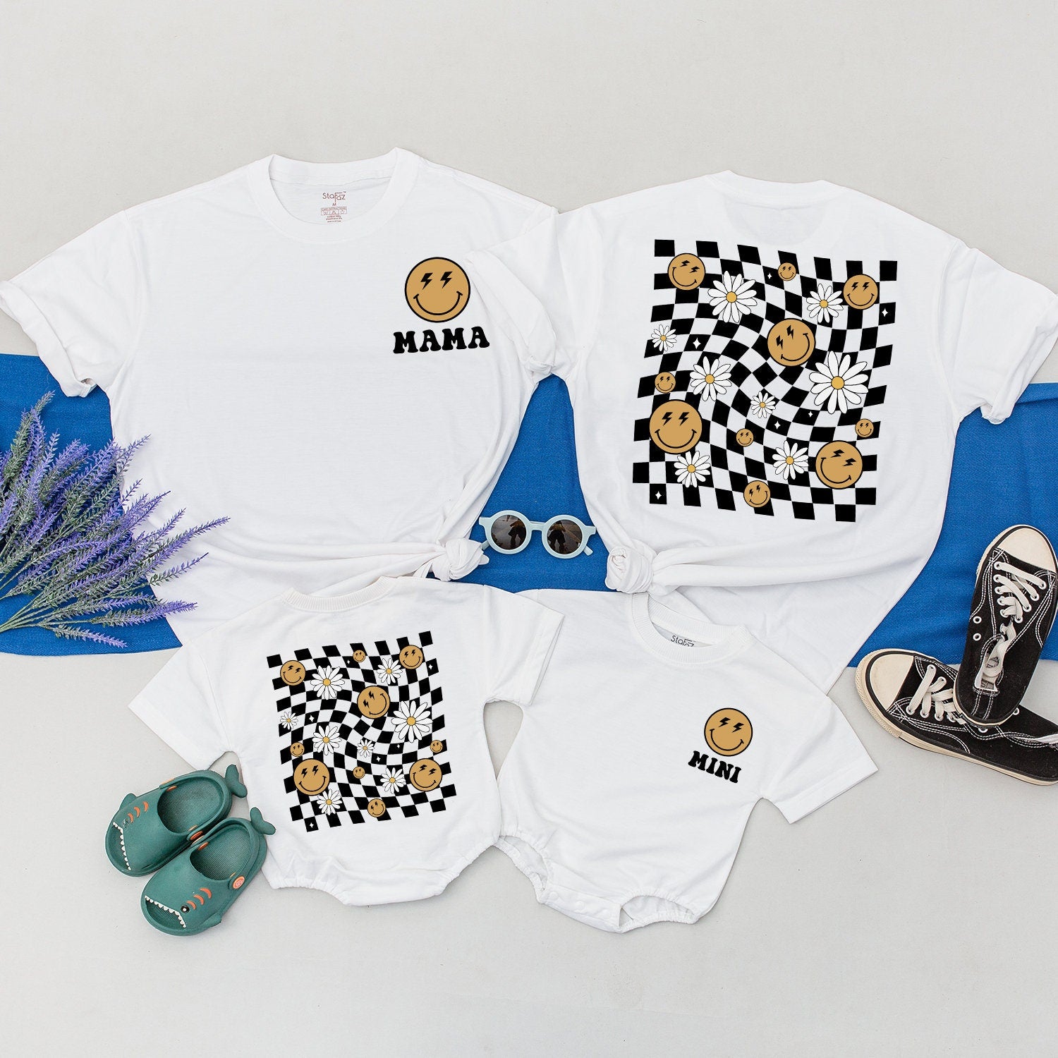 Custom Retro Daisy Tee with Name | Mommy & Me Matching Shirt