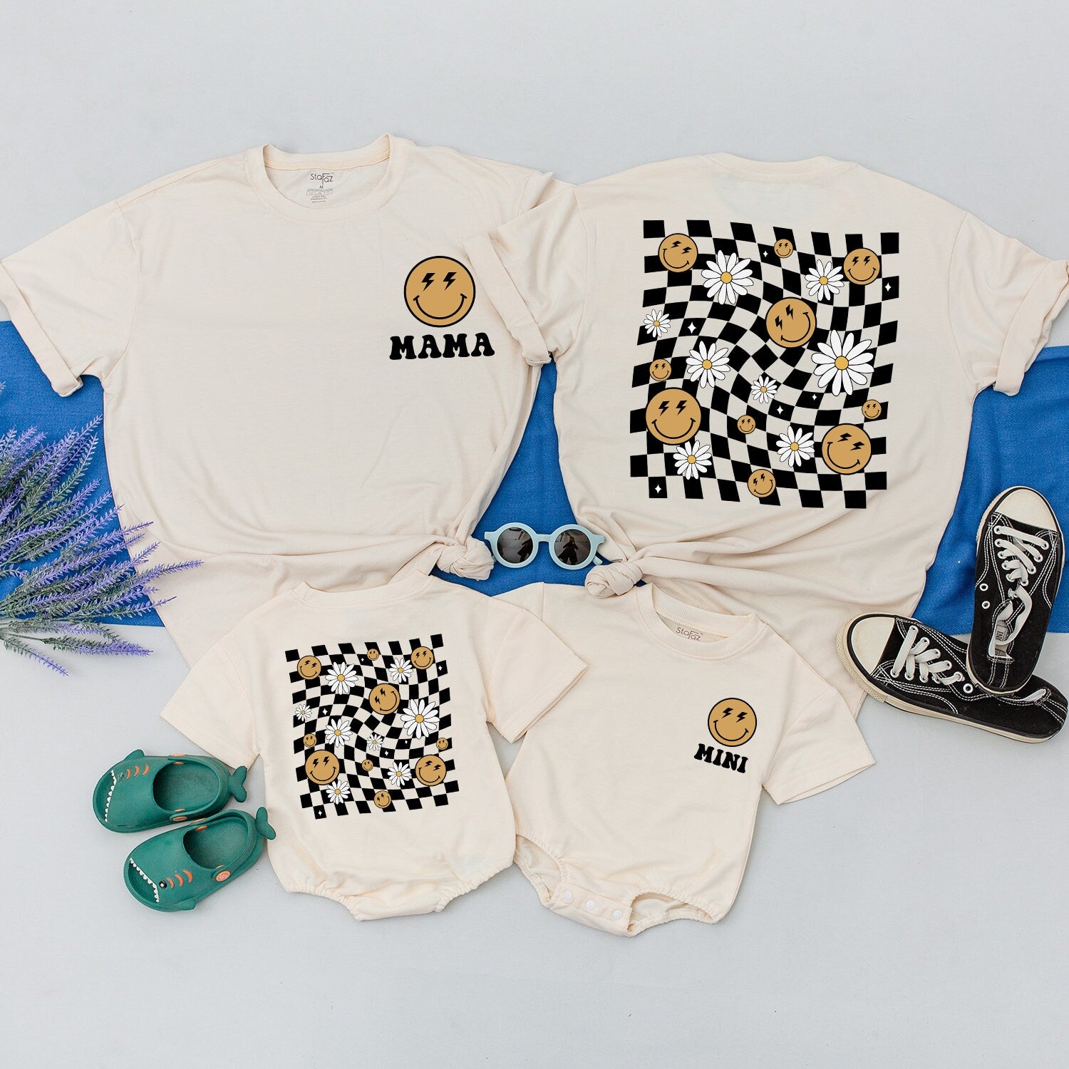 Custom Retro Daisy Tee with Name | Mommy & Me Matching Shirt