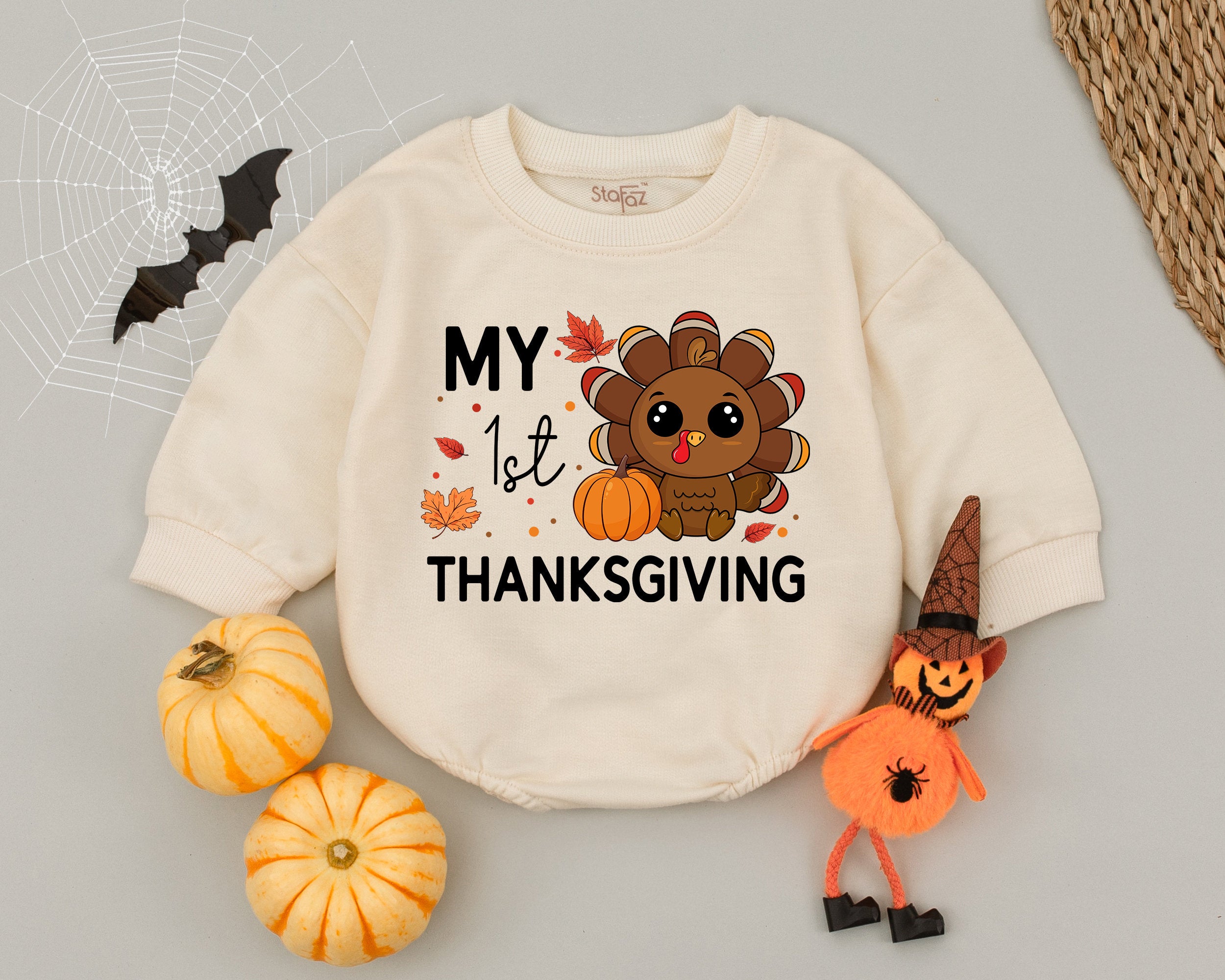 My First Thanksgiving Baby Romper with Cute Turkey Design