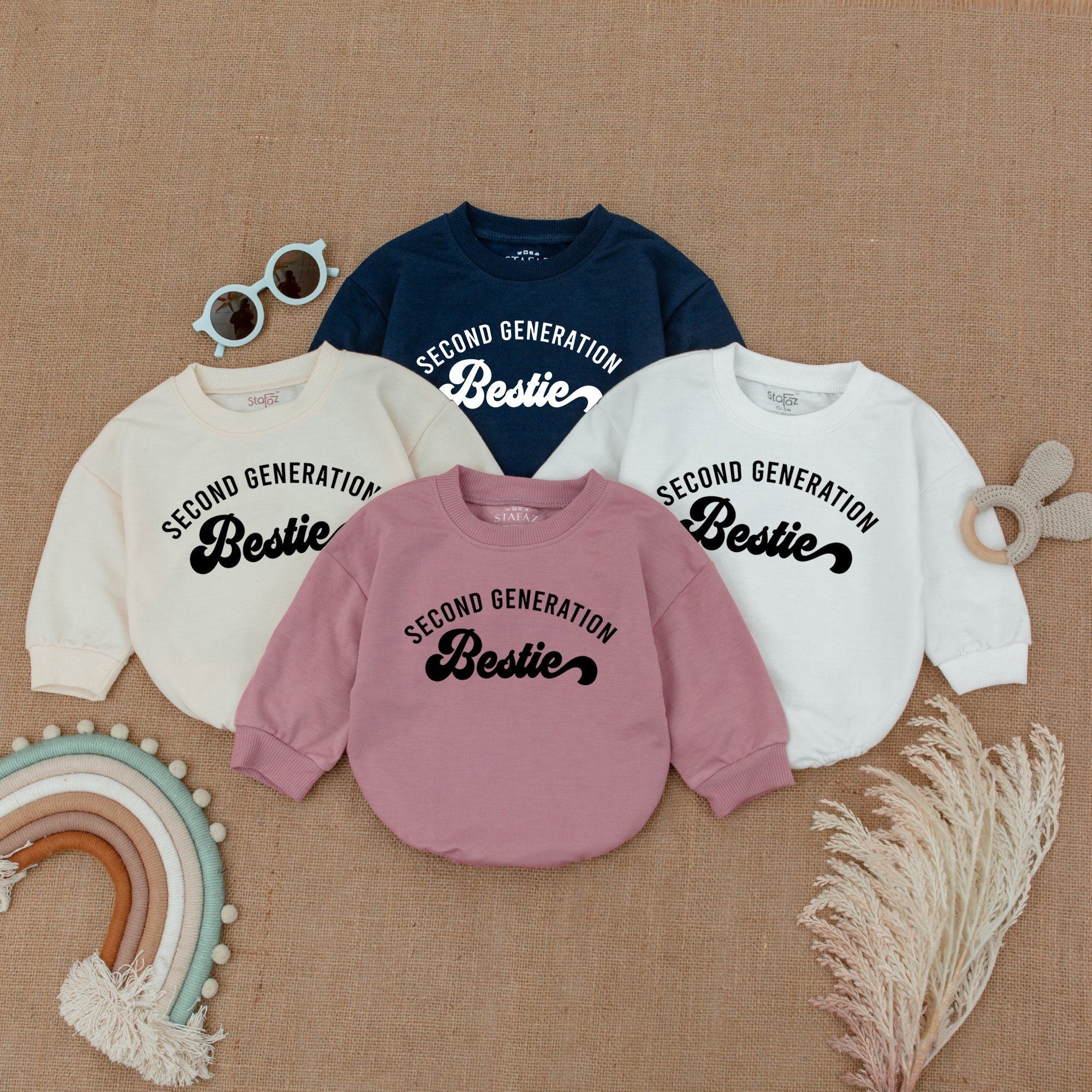 Second Generation Bestie Baby Romper Soft Cotton Outfit Infant Gift for Birthday or Baby Shower Matching Best Friends Design