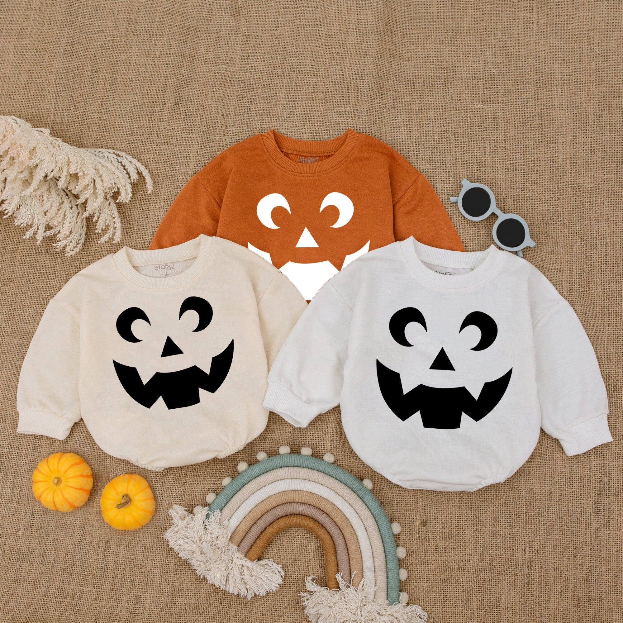 First Halloween Baby Romper Cute Pumpkin Face Newborn Costume Soft Orange Outfit Infant Clothing Baby Shower Gift Playful Design