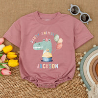 Personalized Party Animal Birthday Romper for Baby Boy or Girl Fun Celebration Dinosaur Design Cake Smash Outfit Cotton Comfort