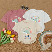 Personalized Party Animal Birthday Romper for Baby Boy or Girl Fun Celebration Dinosaur Design Cake Smash Outfit Cotton Comfort