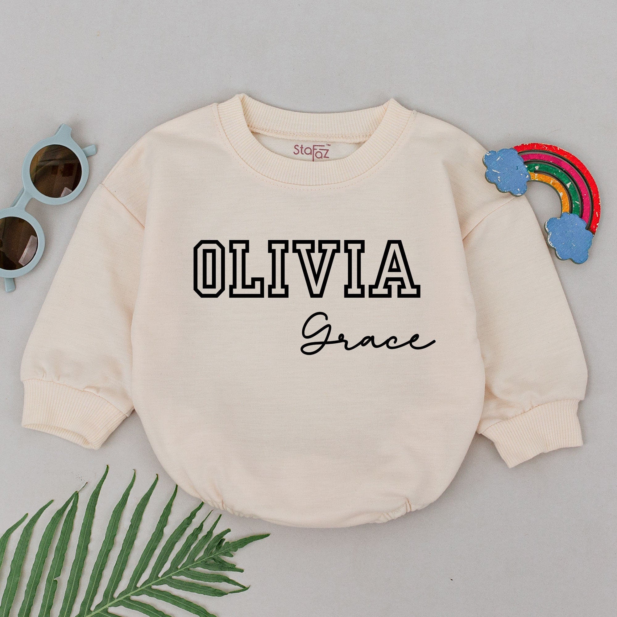 Custom Name Romper with Elegant Design, Perfect Baby Shower Gift