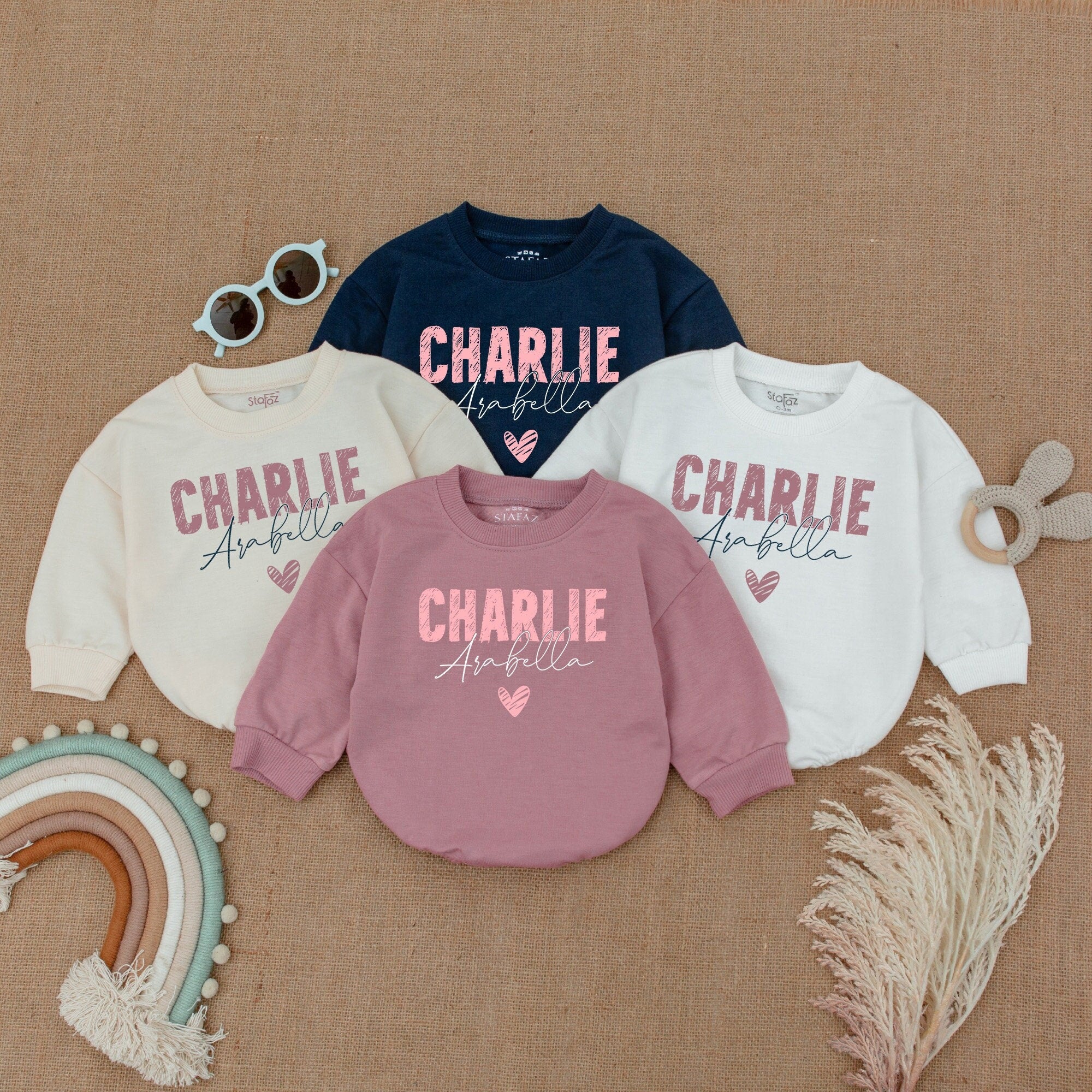 Personalized Baby Romper with Name & Heart - Custom Baby Gift