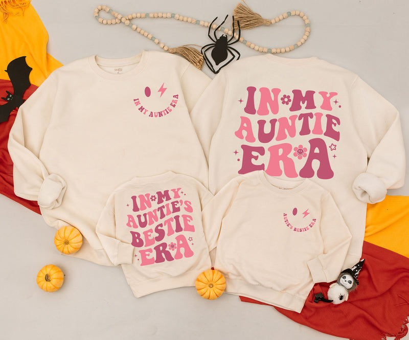 In My Auntie Era Matching Outfit Cheerful Pink Cotton Baby Romper Auntie's Bestie Gift Newborn Girl Birthday Celebration