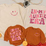In My Auntie Era Matching Outfit Cheerful Pink Cotton Baby Romper Auntie's Bestie Gift Newborn Girl Birthday Celebration