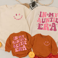 In My Auntie Era Matching Outfit Cheerful Pink Cotton Baby Romper Auntie's Bestie Gift Newborn Girl Birthday Celebration