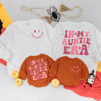 In My Auntie Era Matching Outfit Cheerful Pink Cotton Baby Romper Auntie's Bestie Gift Newborn Girl Birthday Celebration