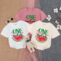 Personalized One in a Melon Romper First Birthday Outfit Baby Girl Watermelon Design Soft Cotton Party Clothes Cheerful Colors Custom Name