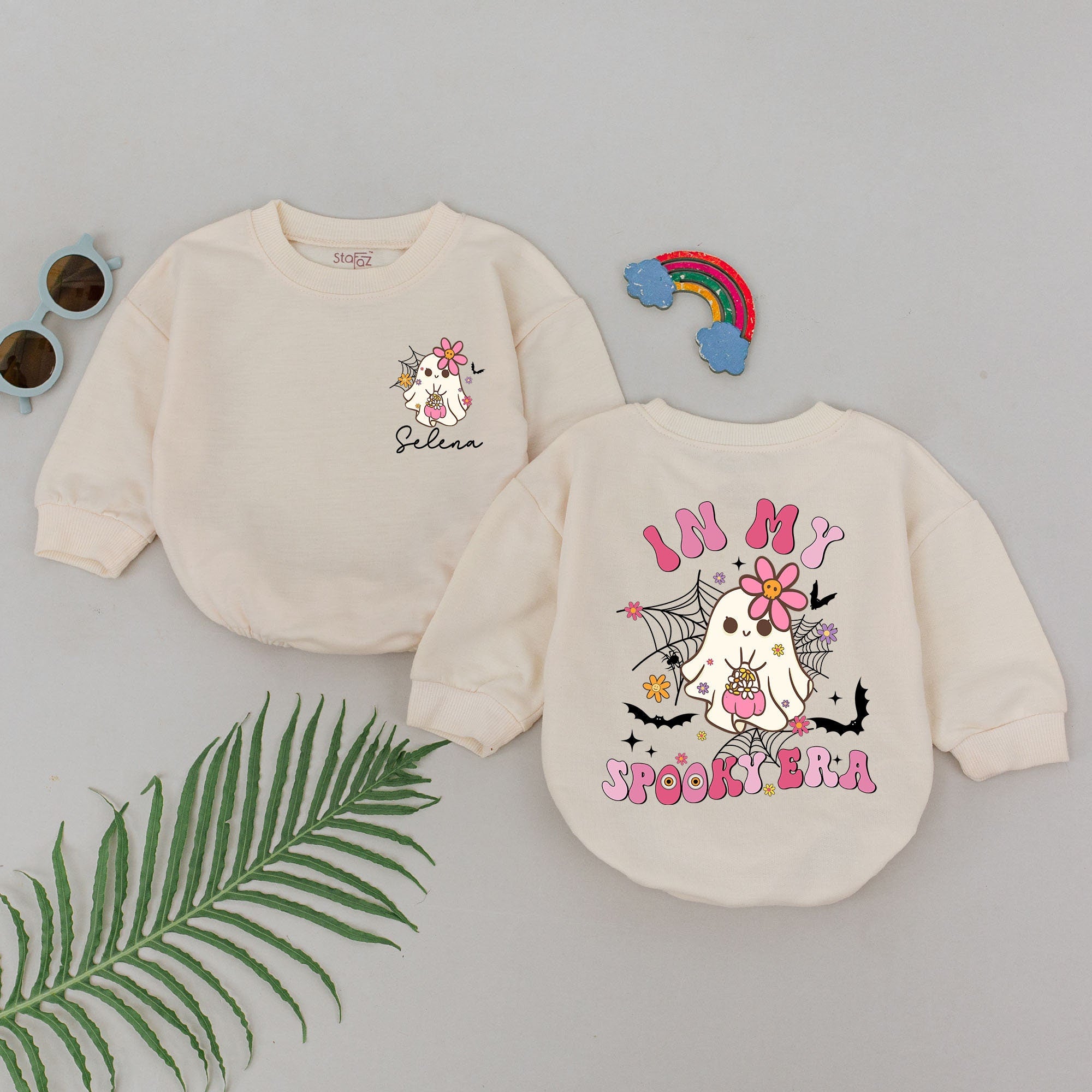 Custom In My Spooky Era Baby Romper Pink Ghost Halloween Gift Girls Newborn Outfit Soft Cotton Pastel Design Baby Shower Present