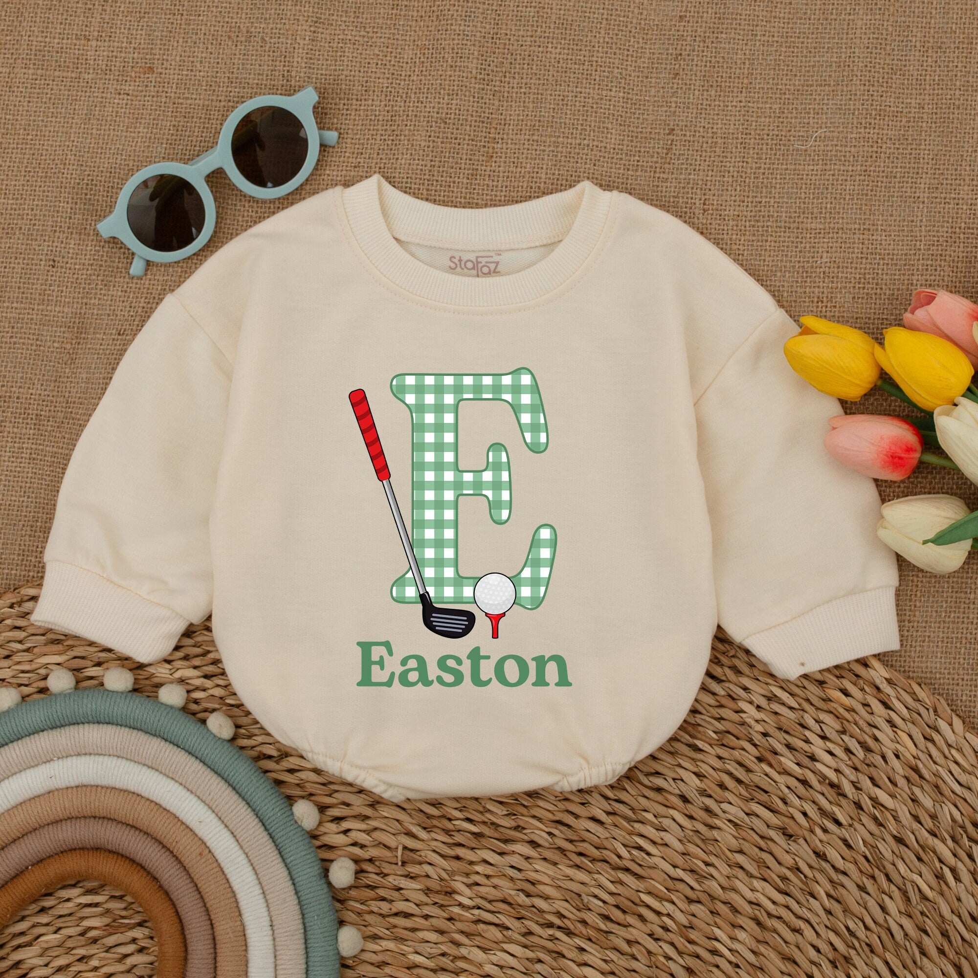Customizable Golf Baby Romper with Name - Unique Gift Idea