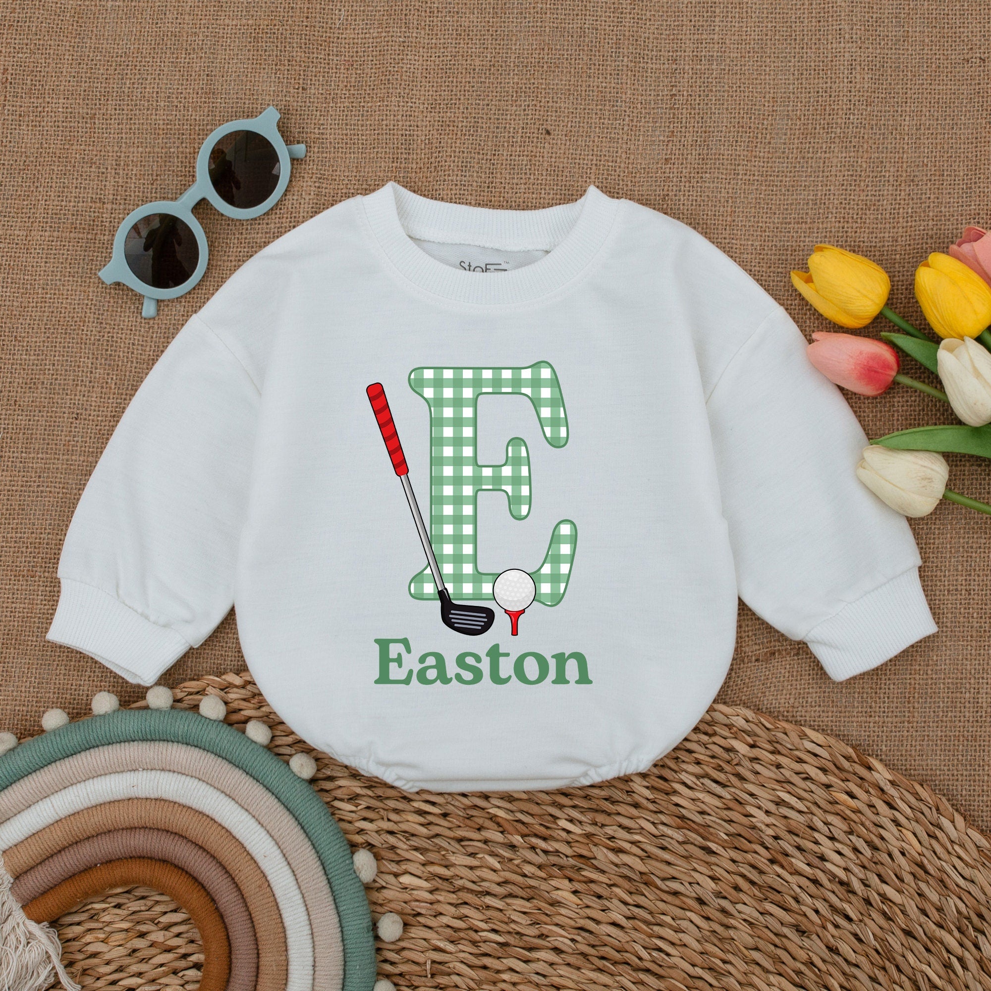 Customizable Golf Baby Romper with Name - Unique Gift Idea