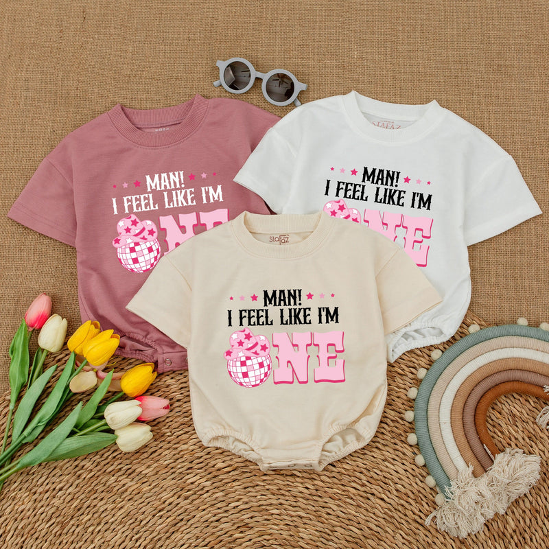 Groovy Cowgirl First Birthday Romper with Pink Cowboy Hat