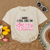 Groovy Cowgirl First Birthday Romper with Pink Cowboy Hat