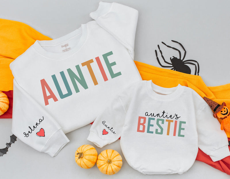 Personalized Auntie & Bestie Matching Shirts with Colorful Design