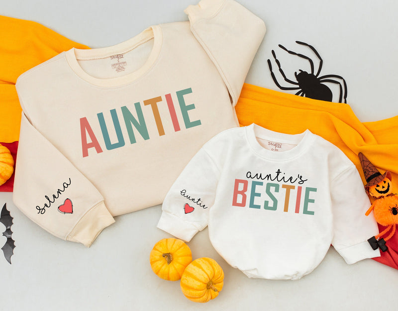 Personalized Auntie & Bestie Matching Shirts with Colorful Design
