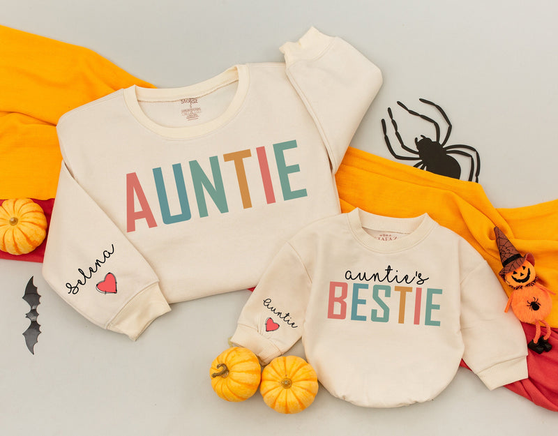 Personalized Auntie & Bestie Matching Shirts with Colorful Design