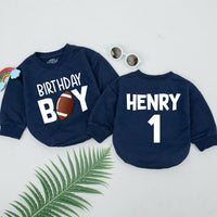 Personalized Football Birthday Romper for Boys 1st Birthday Outfit Sporty Design with Name Henry and Number 1 Soft Cotton Baby Clothes