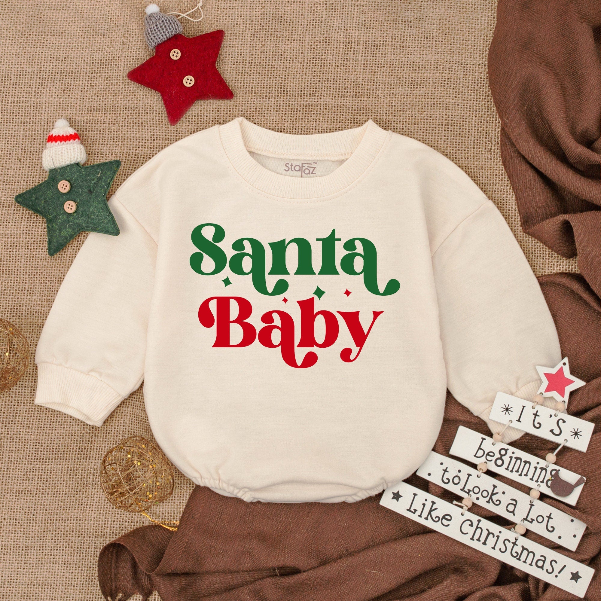 Baby's First Christmas Santa Baby Romper Festive Holiday Outfit Cozy Cotton Newborn Infant Gift Cheerful Red Green Design