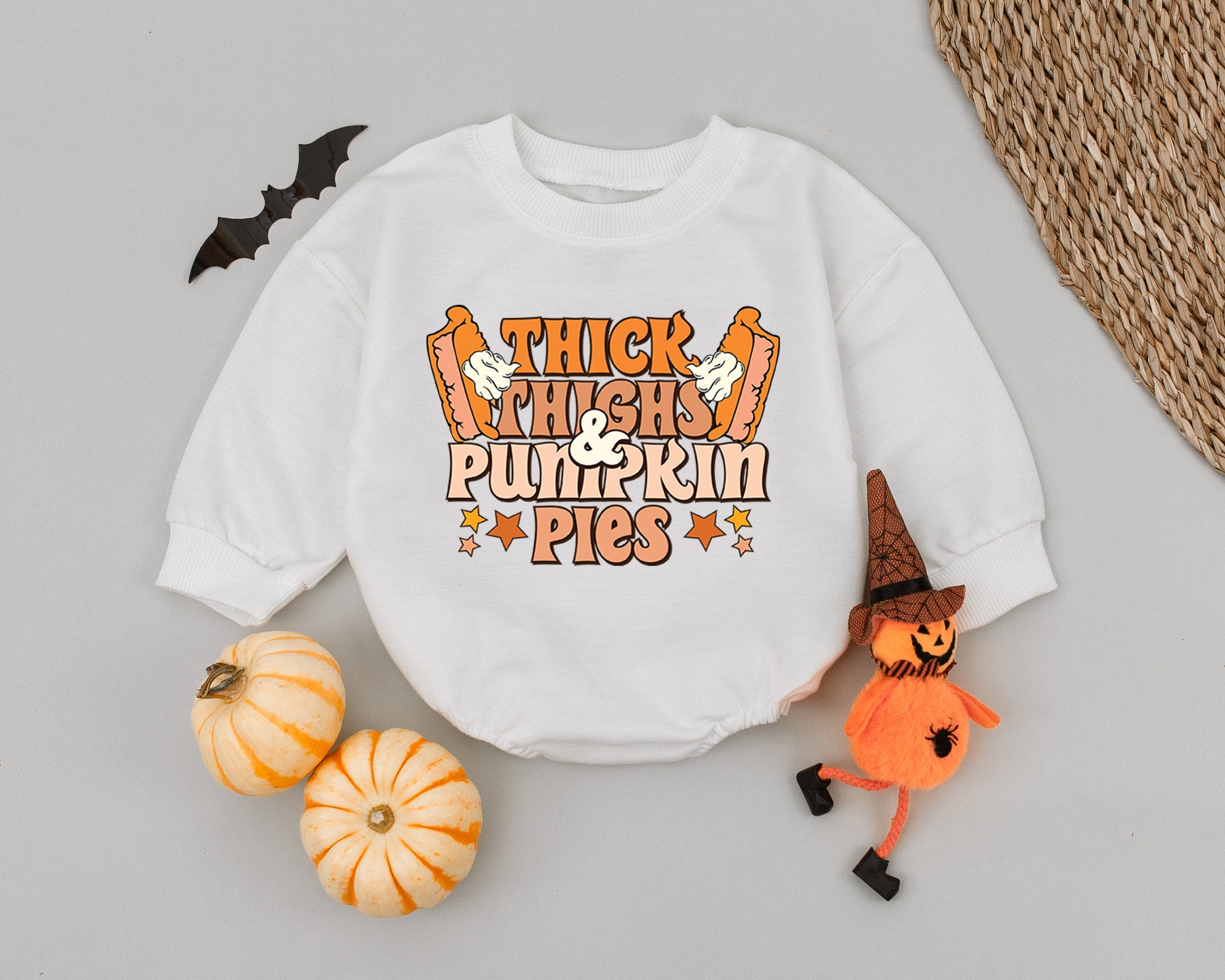 Thick Thighs & Pumpkin Pies Baby Romper for Thanksgiving