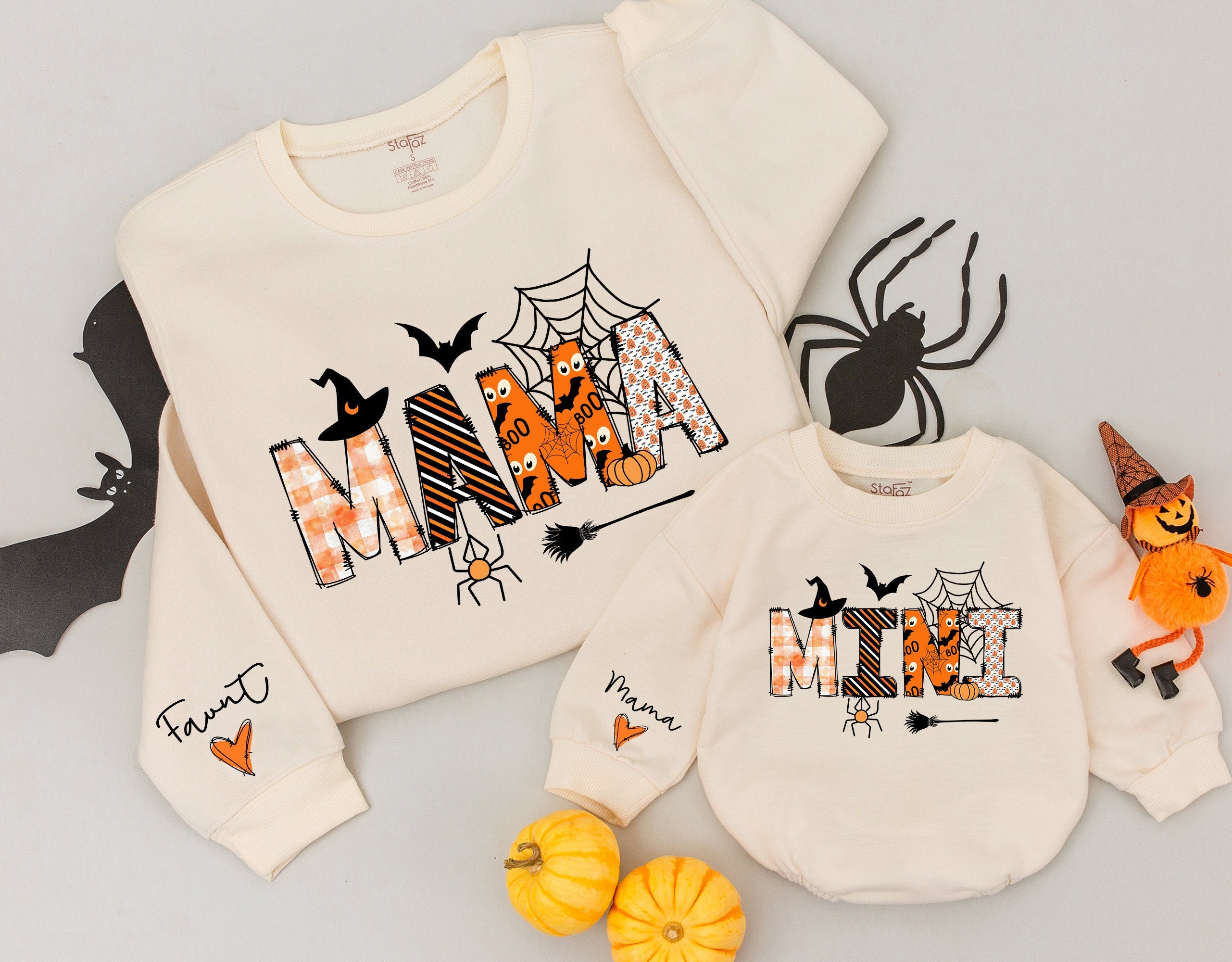 Custom Mama & Mini Halloween Sweatshirts with Festive Design