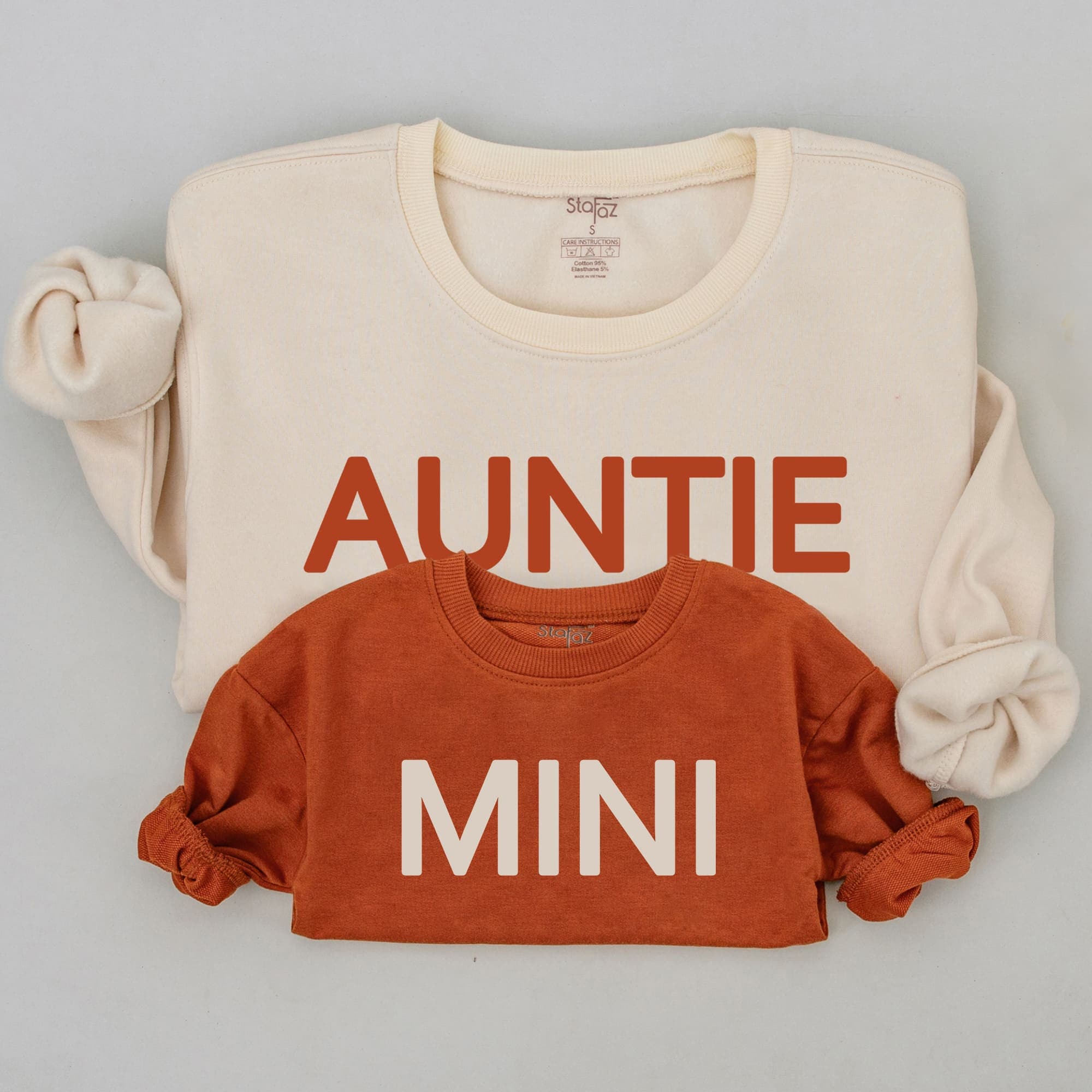 Matching Auntie and Mini Sweatshirts Personalized Gift Cotton Cozy Outfit for Aunt Niece Nephew Birthday Holiday Family Bonding