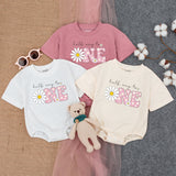 Personalized Baby Girl 1/2 Birthday Romper with Daisy Design, Custom Name Outfit, Soft Pink Cotton Bodysuit for Milestone Photos & Celebrations