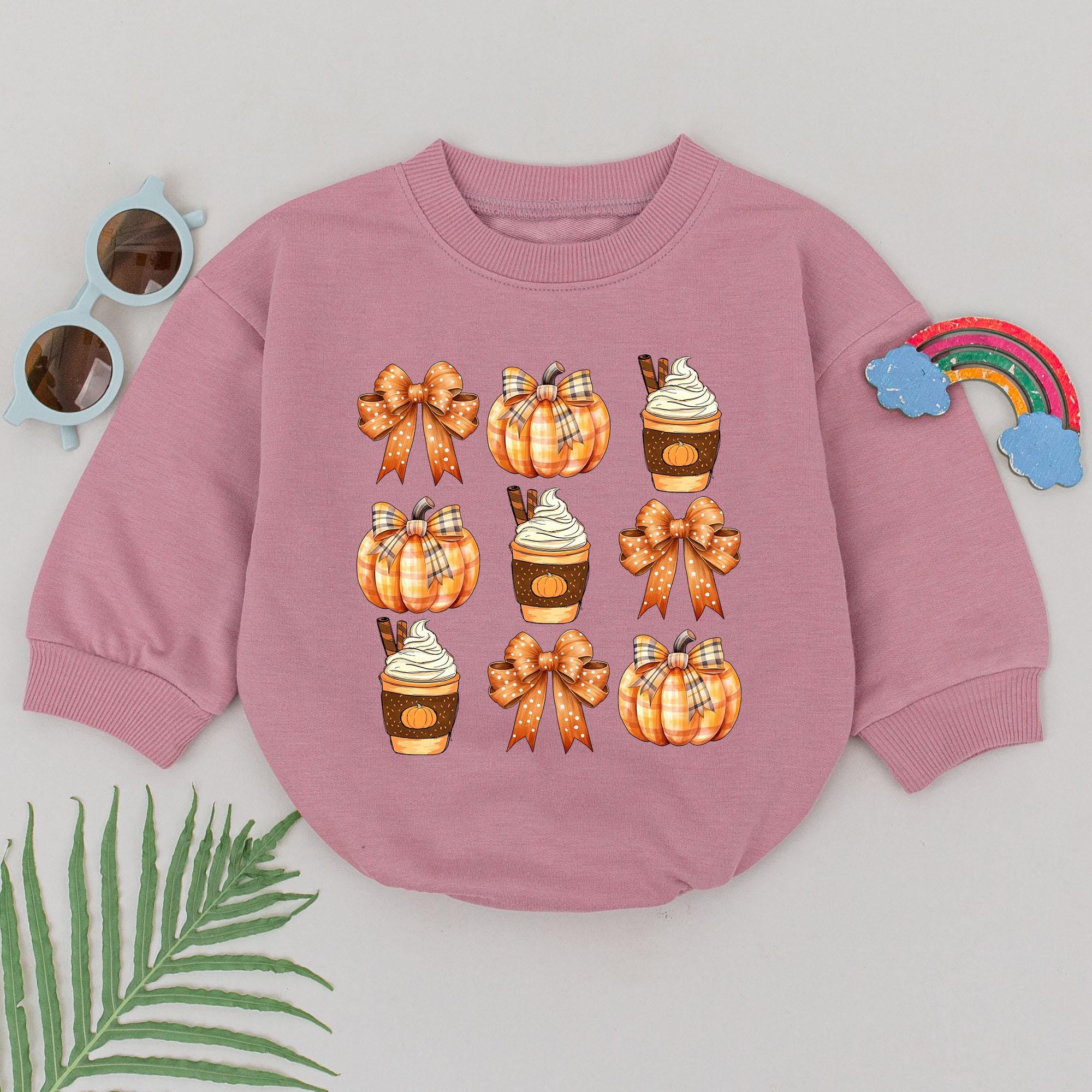 Charming Autumn Pumpkin Spice Romper Cozy Newborn Baby Girl Outfit Vintage Fall Design Gift for Baby Shower or Thanksgiving