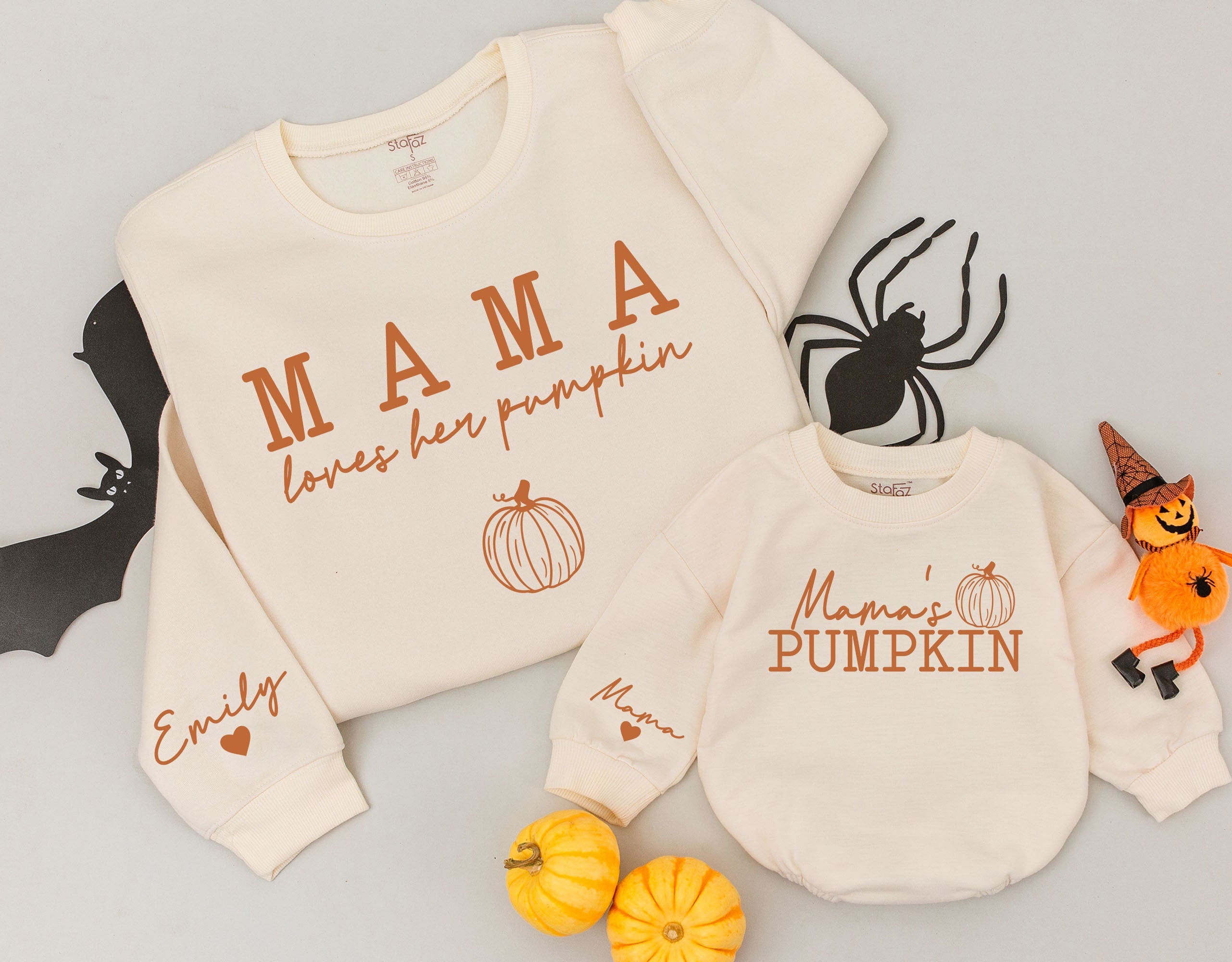 Mama & Me Pumpkin Sweatshirts for Fall and Thanksgiving
