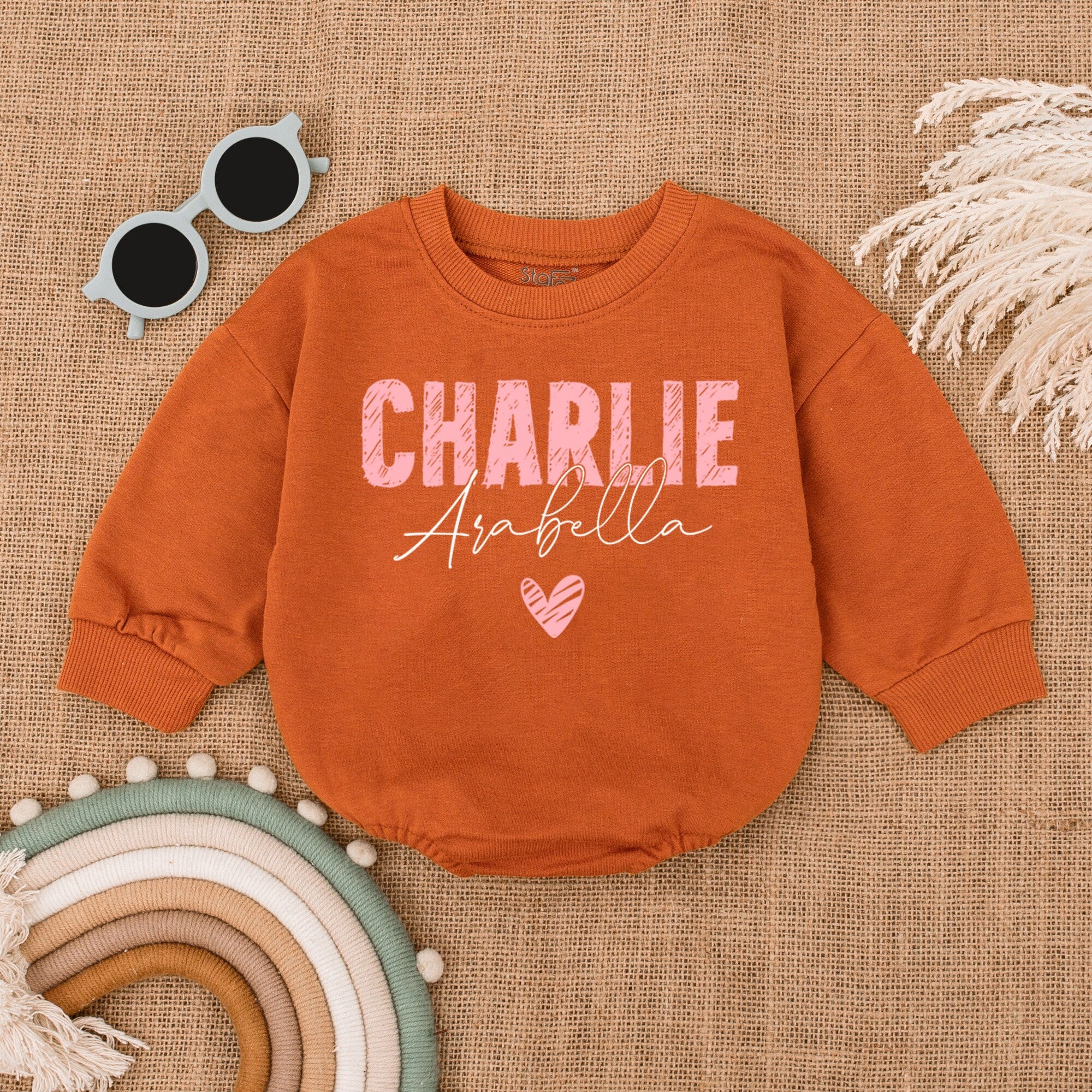 Personalized Baby Romper with Name & Heart - Custom Baby Gift
