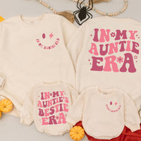In My Auntie Era Matching Outfit Cheerful Pink Cotton Baby Romper Auntie's Bestie Gift Newborn Girl Birthday Celebration