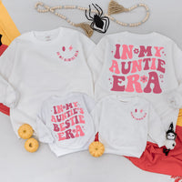 In My Auntie Era Matching Outfit Cheerful Pink Cotton Baby Romper Auntie's Bestie Gift Newborn Girl Birthday Celebration