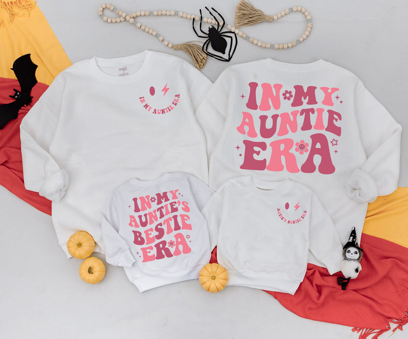 In My Auntie Era Matching Outfit Cheerful Pink Cotton Baby Romper Auntie's Bestie Gift Newborn Girl Birthday Celebration