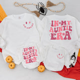 In My Auntie Era Matching Outfit Cheerful Pink Cotton Baby Romper Auntie's Bestie Gift Newborn Girl Birthday Celebration
