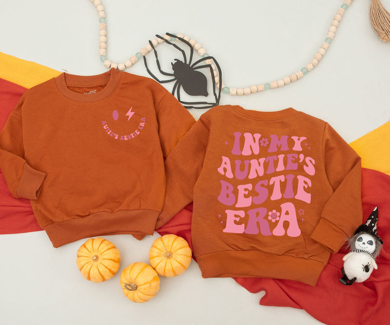 In My Auntie Era Matching Outfit Cheerful Pink Cotton Baby Romper Auntie's Bestie Gift Newborn Girl Birthday Celebration