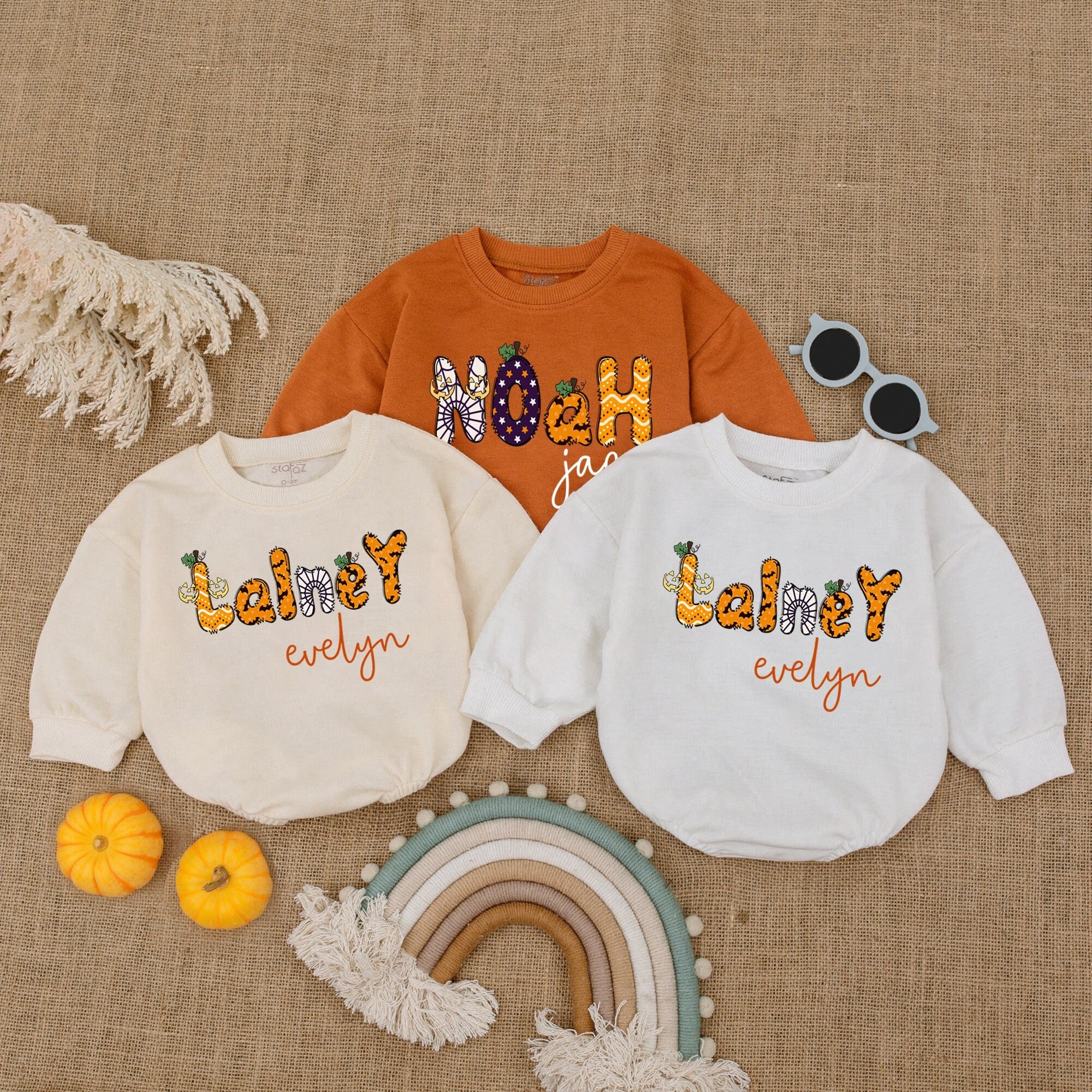 Personalized My First Halloween Bubble Romper Cute Pumpkin Bodysuit for Baby Boy Festive Outfit Baby Shower Gift Halloween Costume