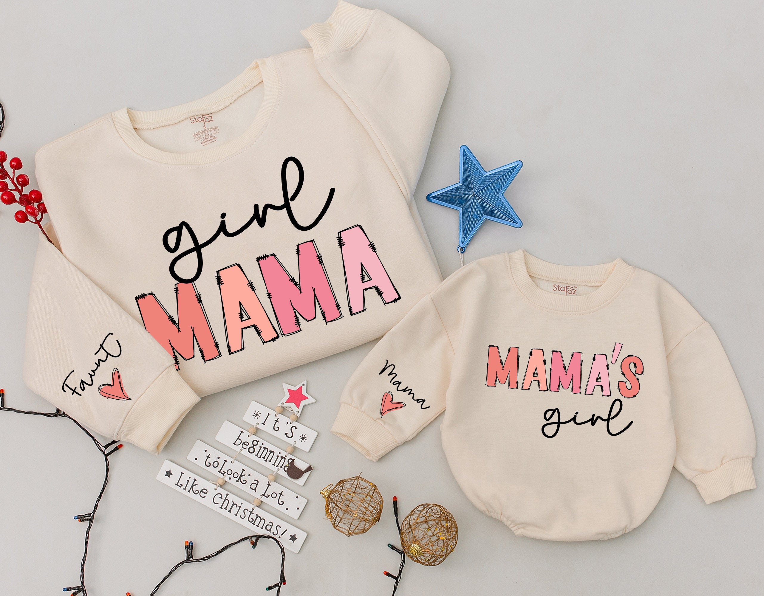 Custom Girl Mama & Mama's Girl Matching Sweatshirts
