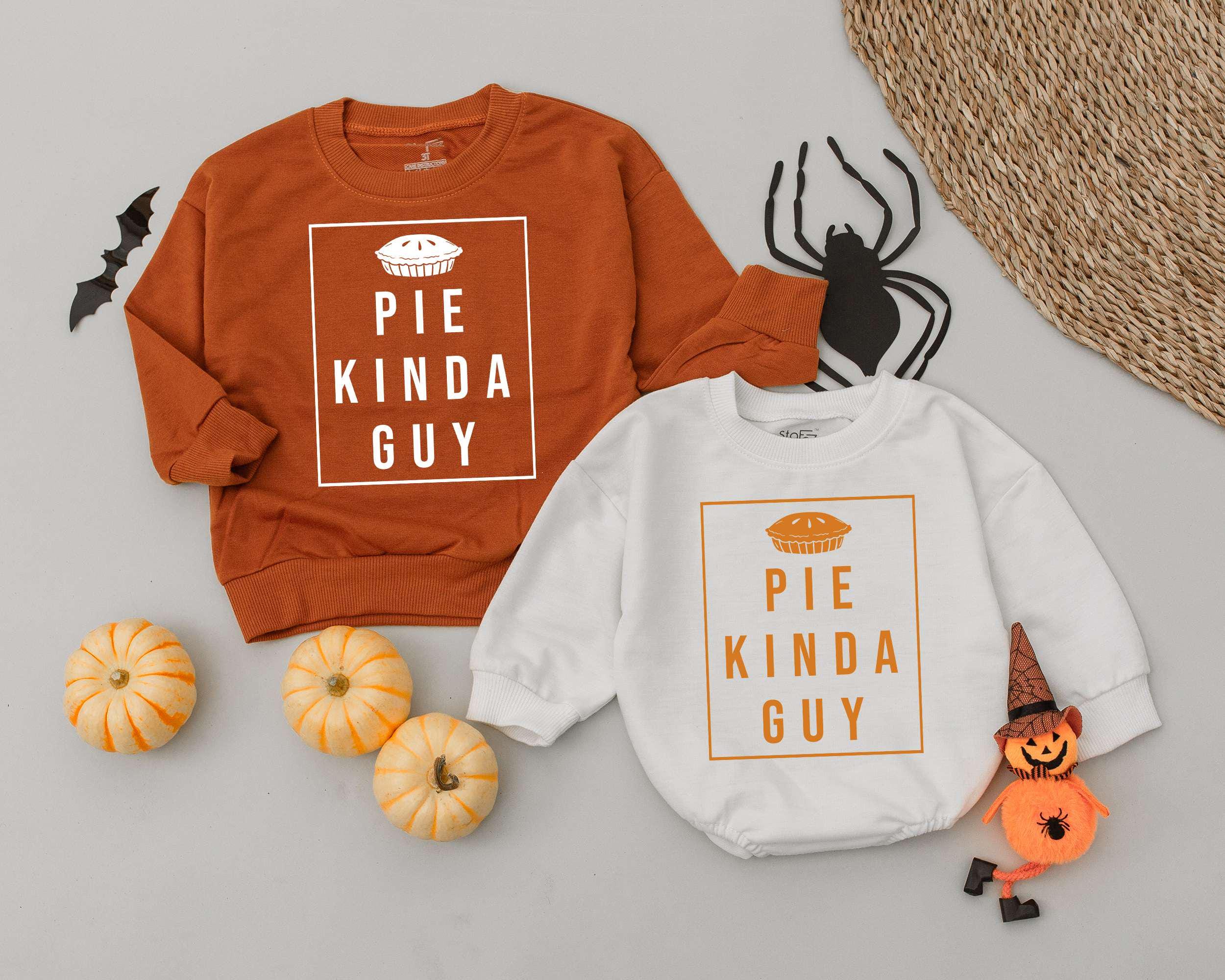 Pie Kinda Guy Romper for Baby Toddler Fall Outfit Pumpkin Birthday Retro Style Soft Cotton Newborn Gift Cute Pie Design Halloween