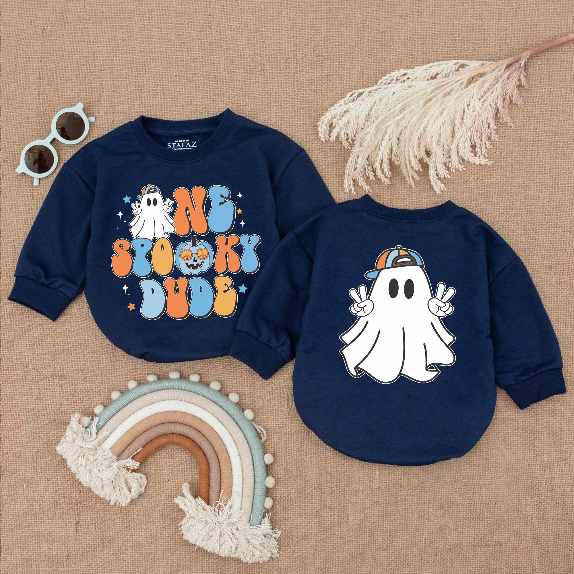 One Spooky Dude Ghost Romper Baby Boy Halloween Outfit First Birthday Soft Cotton Baby Shower Gift Fun Festive Design