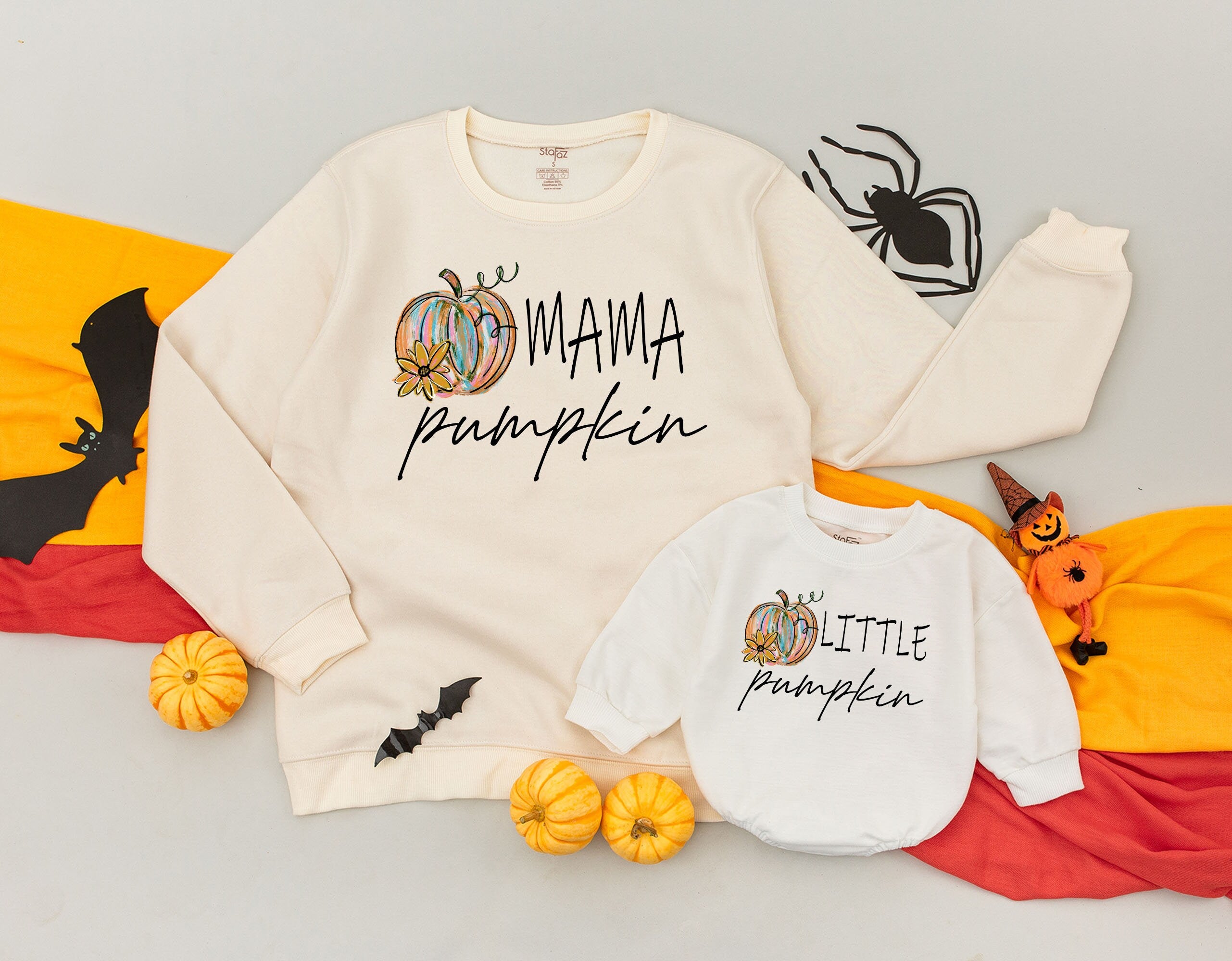Personalized Family Pumpkin Sweatshirts Cozy Retro Fall Matching Mama Daddy Little Custom Names Cotton Holiday Gift