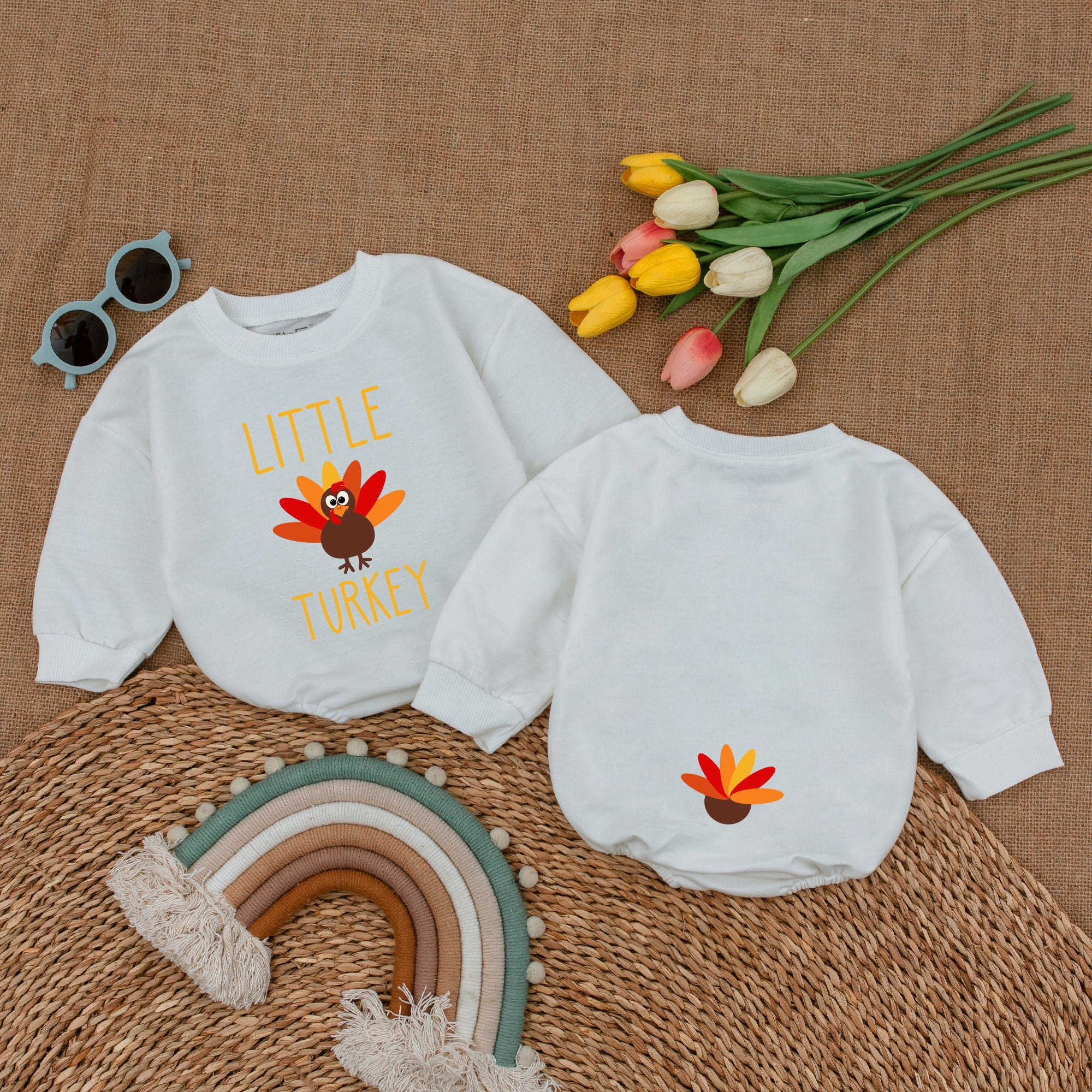 Little Turkey Thanksgiving Baby Romper with Festive Colors