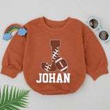 Personalized Baby Football Romper Johan Sporty Retro Gameday Outfit Soft Cotton Infant Boy Game Day Wear