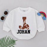 Personalized Baby Football Romper Johan Sporty Retro Gameday Outfit Soft Cotton Infant Boy Game Day Wear